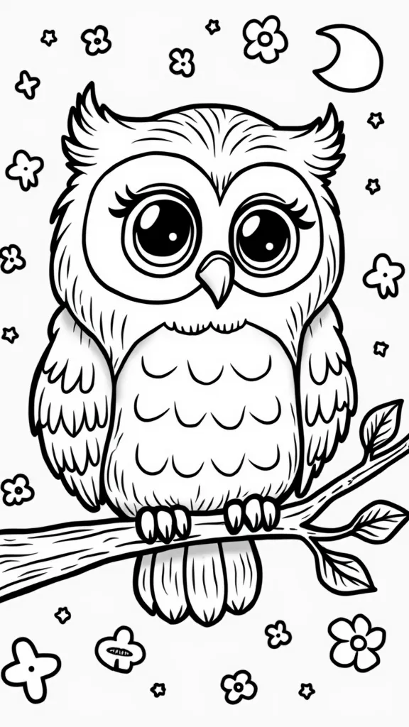 coloriage de hibou mignon